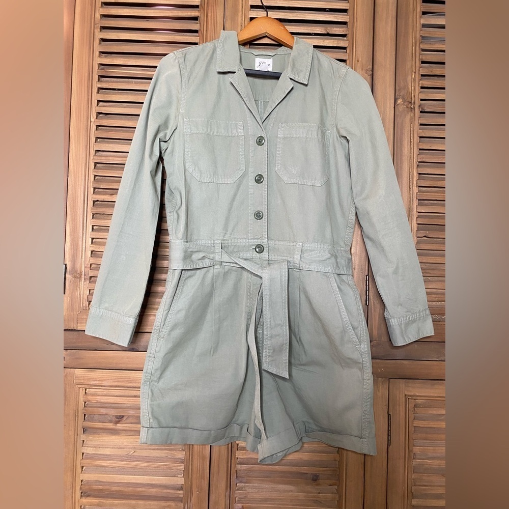 J.Crew khaki foundry Chino short classic coveralls long sleeve romper size 6 - Picture 3 of 11